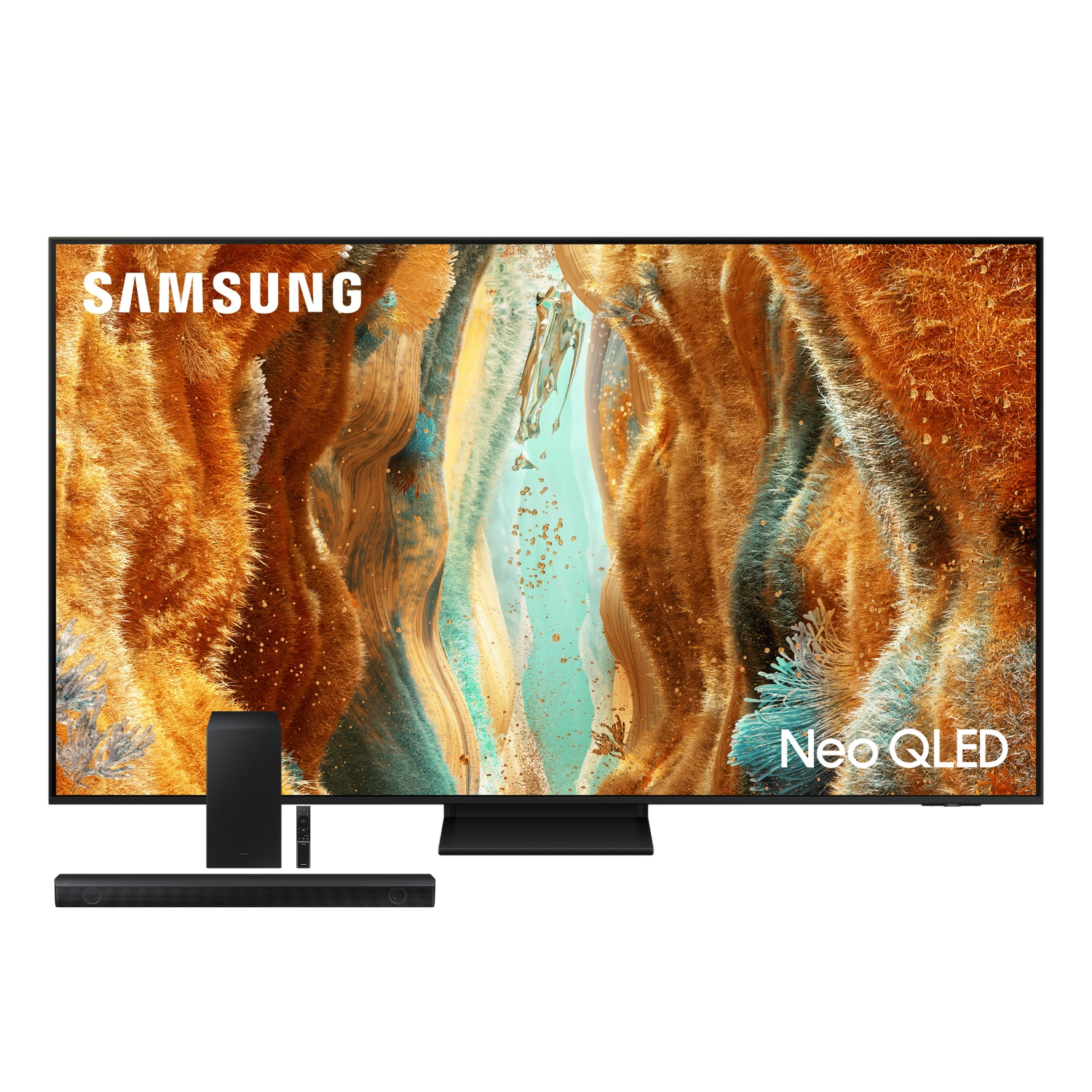 Conjunto Smart TV 85” 4K Samsung Neo QLED QN70F 144Hz AI Gaming Hub + Soundbar Samsung HW-Q600C 360W Bluetooth Dolby Atmos Preto