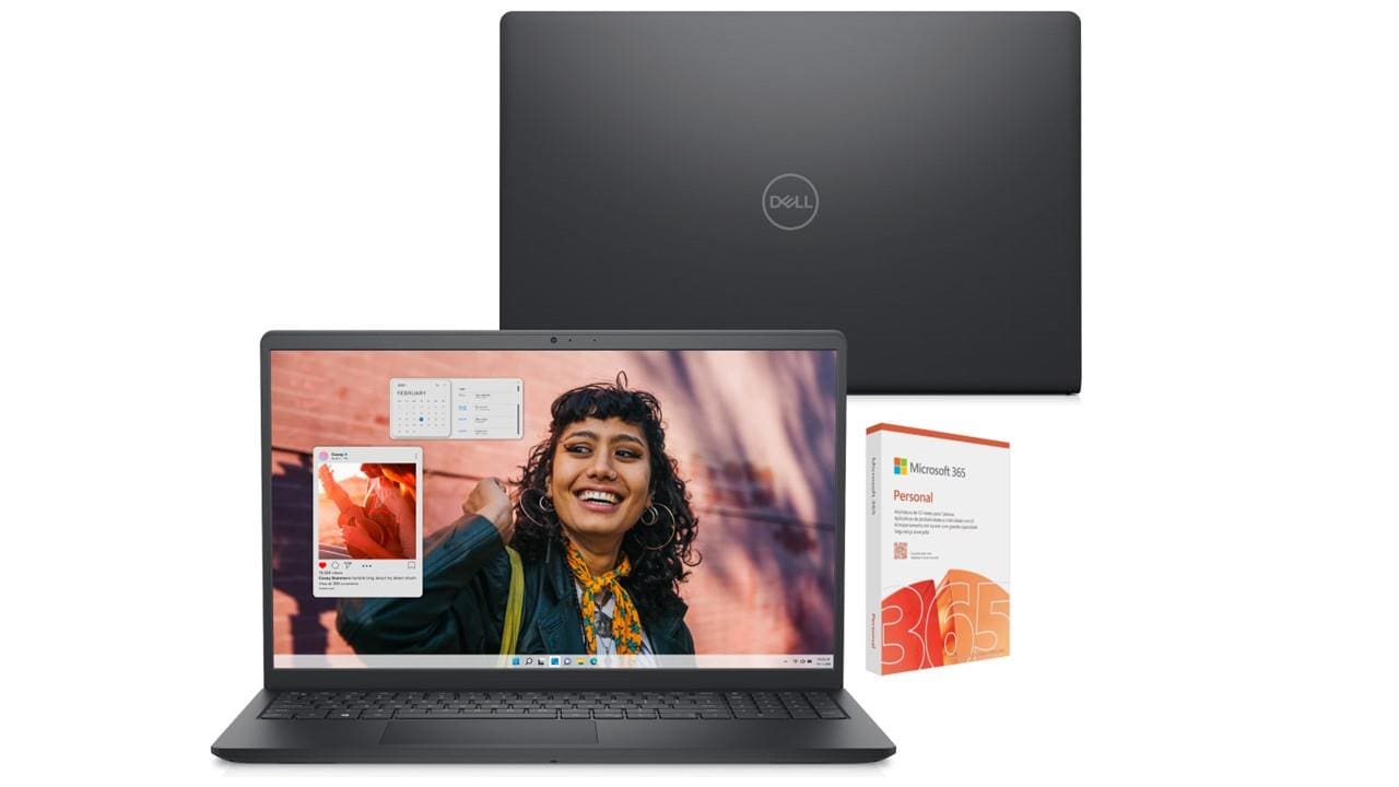 Notebook 15,6” Full HD Dell Inspiron I15-I1300-A80P Windows 11 Intel Core i7 16GB DDR4 1TB SSD Preto + Microsoft 365 Personal