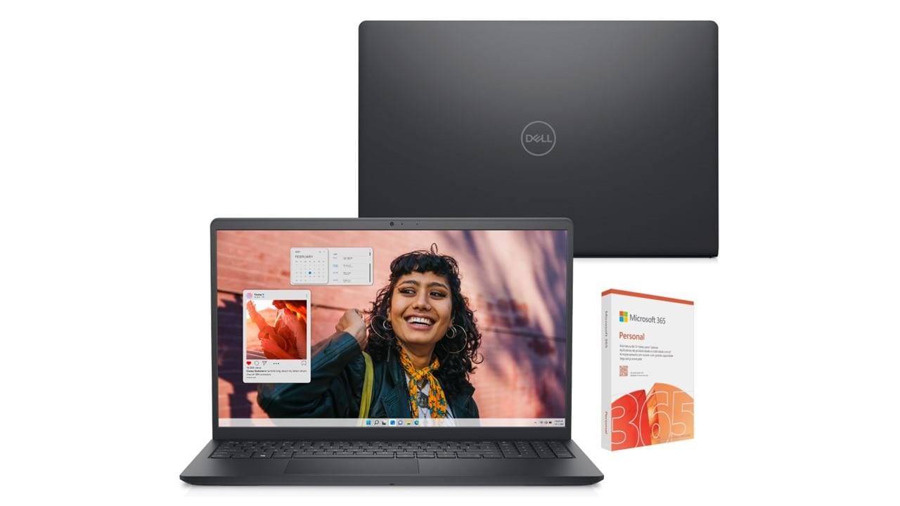 Notebook 15,6” Full HD Dell Inspiron I15-I1300-A30P Windows 11 Intel Core i5 8GB DDR4 512GB SSD Preto + Microsoft 365 Personal