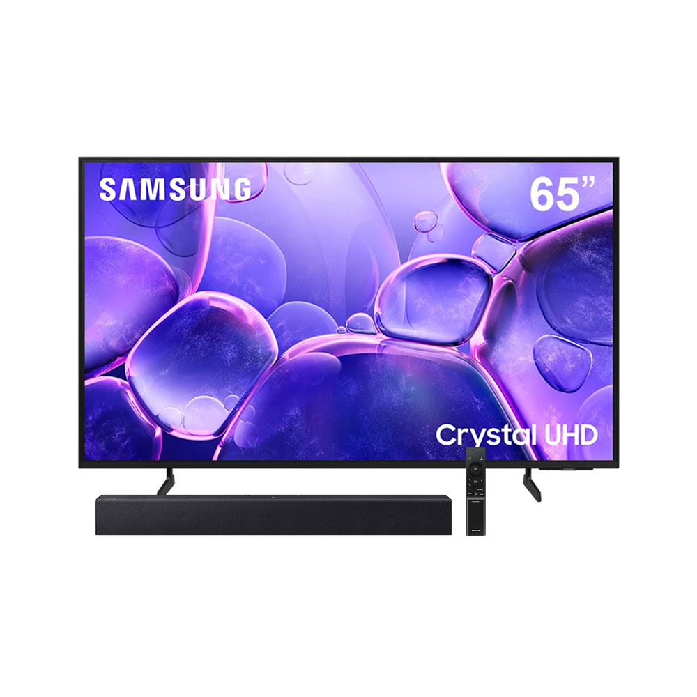 Smart TV 65” 4K Samsung 65U8600F Crystal HDR Tizen Alexa Gaming + Soundbar Samsung HW-B400F/ZD 40W Bluetooth 2.0 Woofer Titan Black