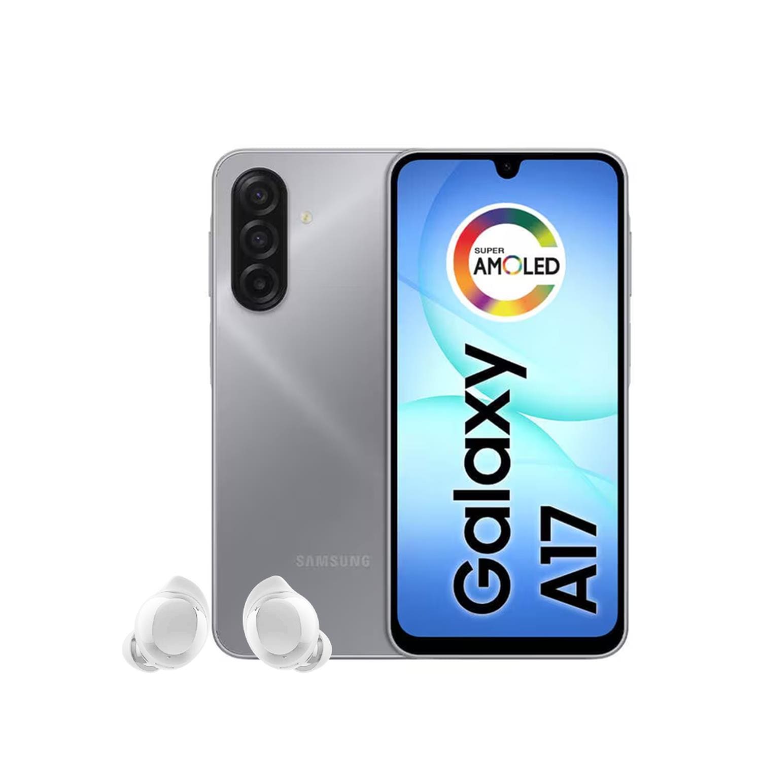 Smartphone Samsung Galaxy A17 5G Tela 6.7” 128GB Câmera Tripla 50MP Cinza + Galaxy Buds Core Bluetooth Branco