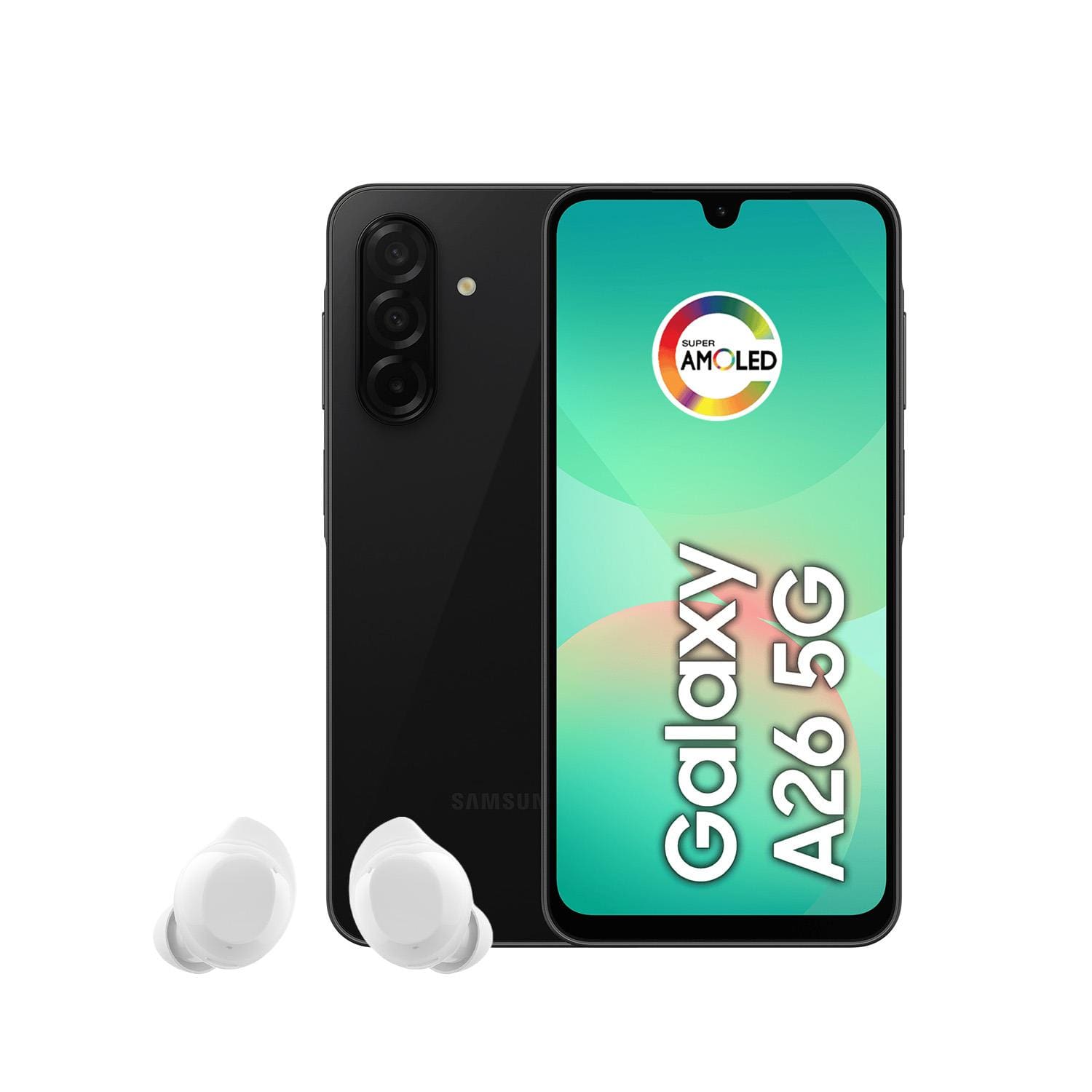 Smartphone Samsung Galaxy A26 5G Tela 6.7” 256GB Câmera Tripla 50MP Preto + Galaxy Buds Core Branco
