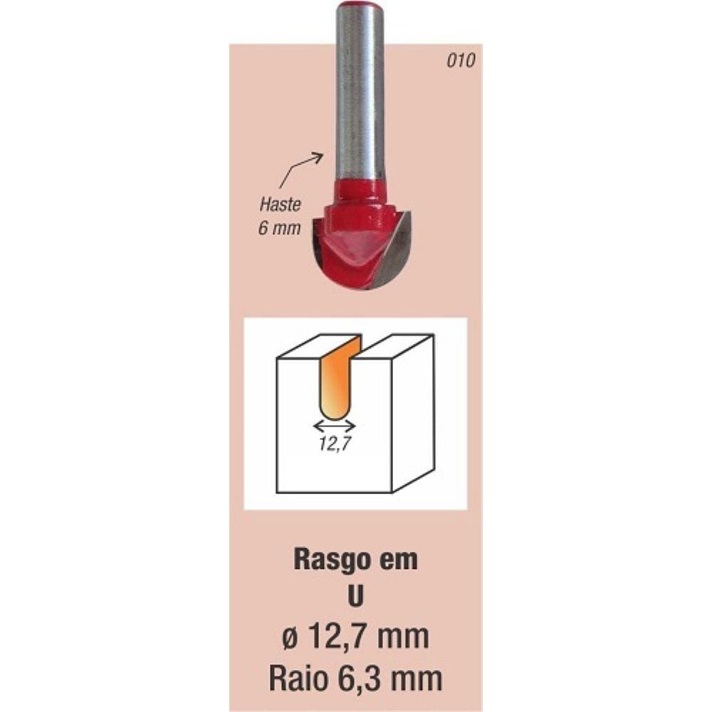 Fresa Tupia Borda Meia Cana 12.7mm Haste 6mm