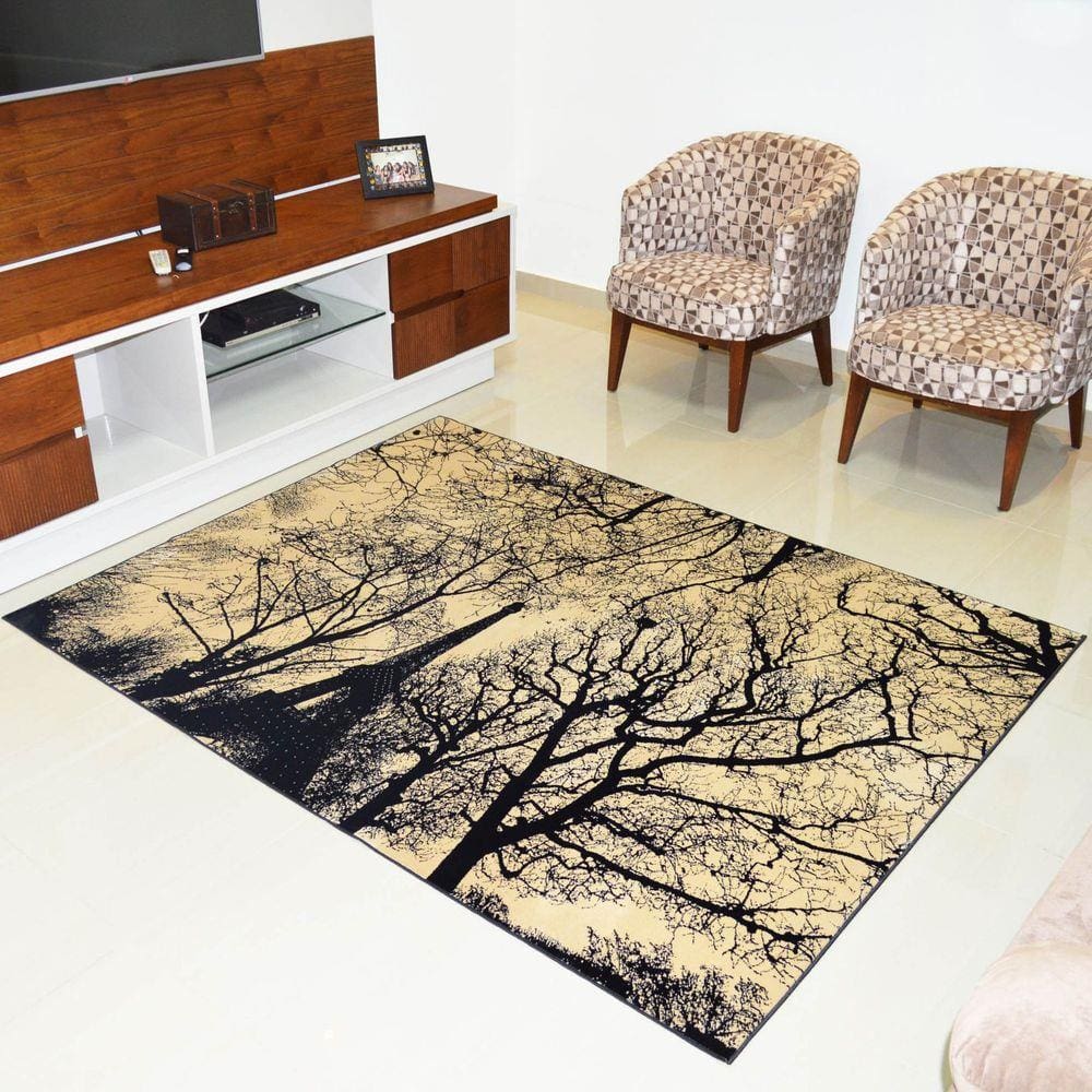 Tapete para Sala Rayza Classic Marbella Veludo Epic Art Eiffel Park Creme