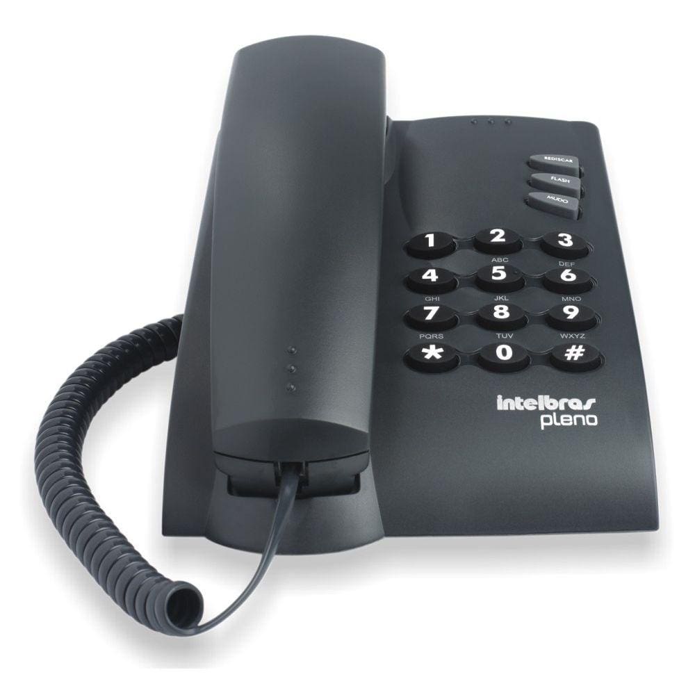 Telefone com fio Pleno intelbras Preto Sem Chave De Bloqueio