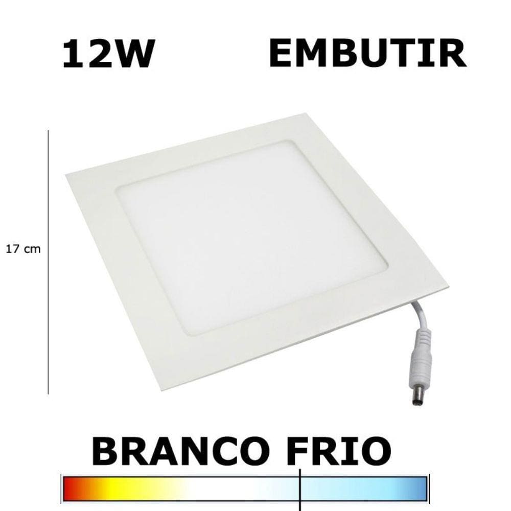 Painel Plafon Led 12W 17Cm Embutir Quadrado 6000K