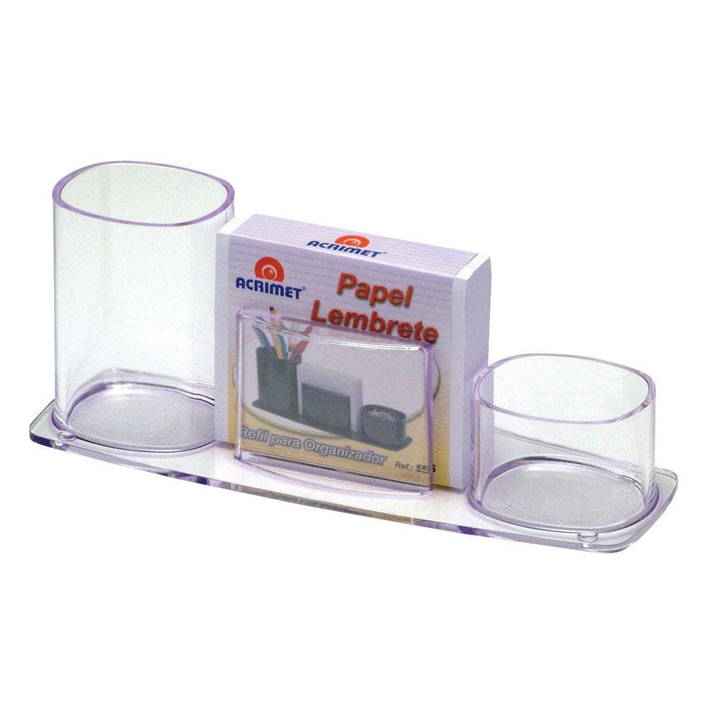 Porta Lápis, Caneta, Clips e Lembretes Millennium Acrimet Cristal