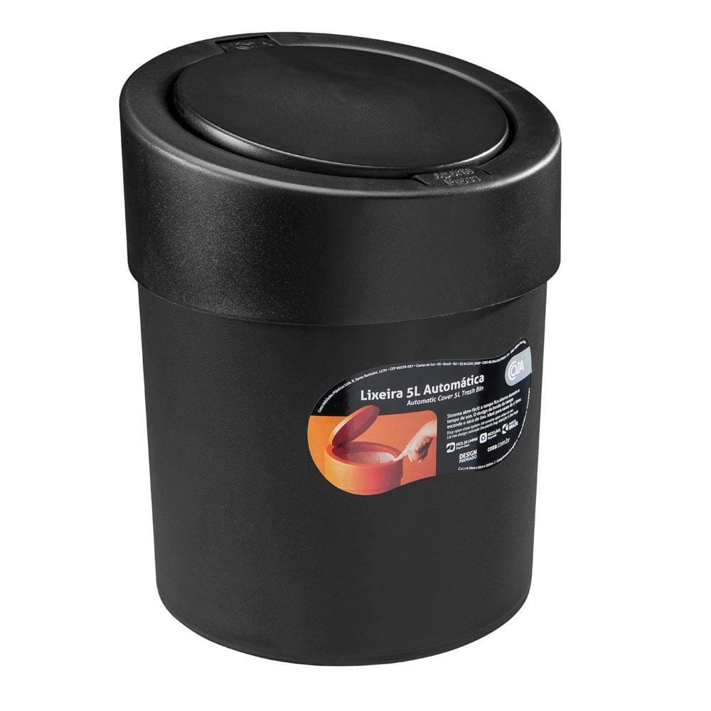 Lixeira Automática 5 Litros Plástica Preta - 10908/0008 - Coza