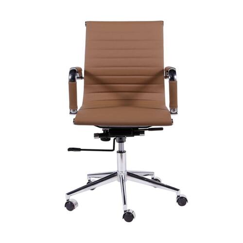 Menor preço em Cadeira Office Esteirinha Charles Eames Pu Baixa Caramelo