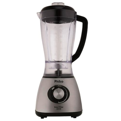 imagem-Liquidificador Philco Inox Filter Aço Escovado/Preto 800W com 4 Velocidades - 220v
