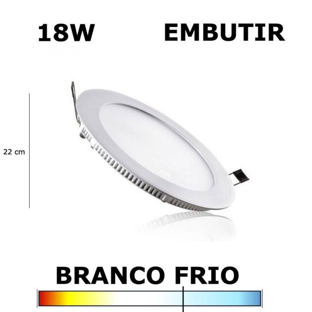 Painel Plafon Led 18W 22Cm Embutir Redondo 6000K Evoled