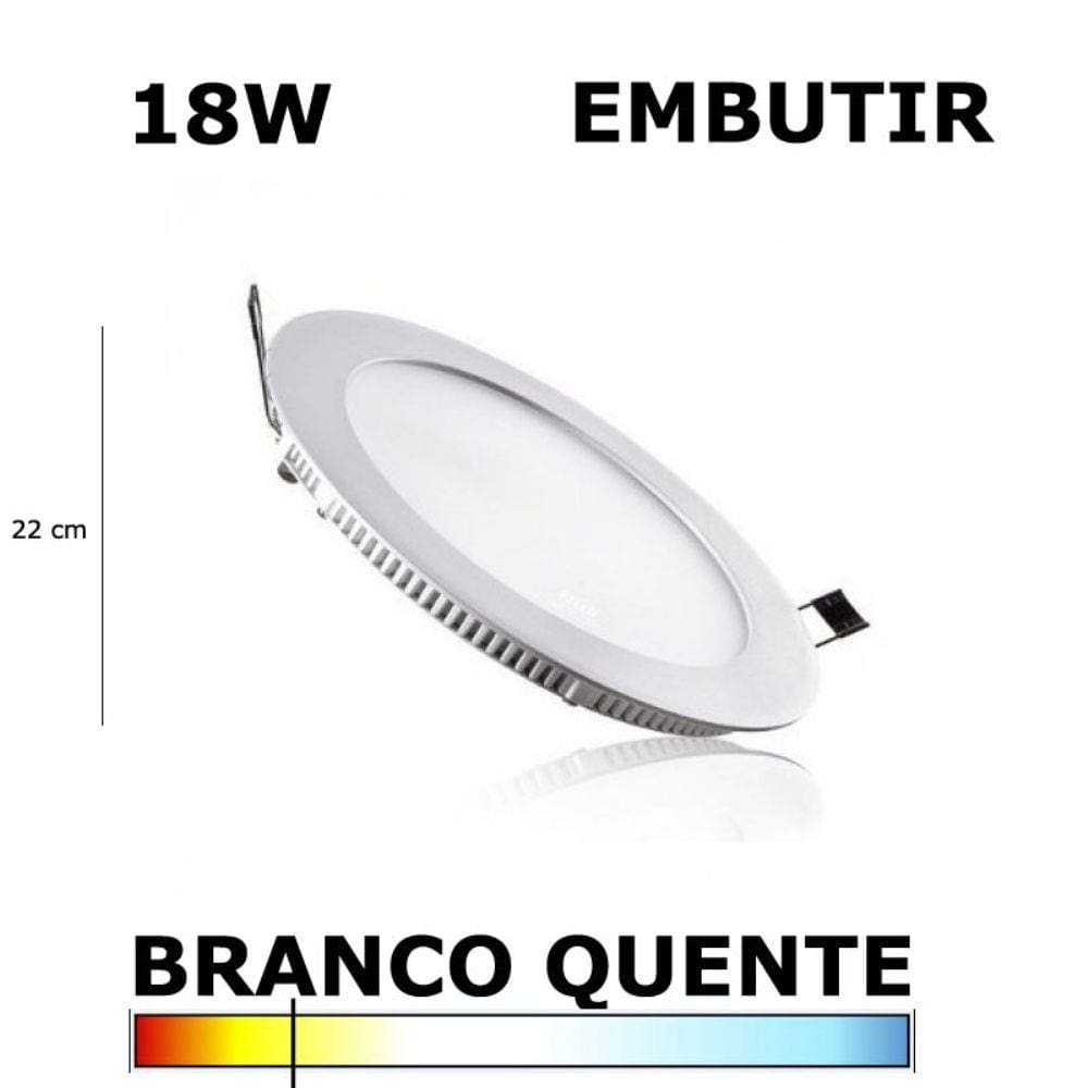 Painel Plafon Led 18W 22Cm Embutir Redondo 3000K Evoled