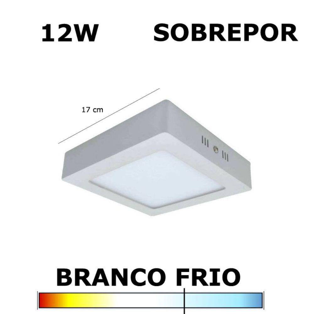 Painel Plafon Led 12W 17Cm Sobrepor Quadrado 6000K