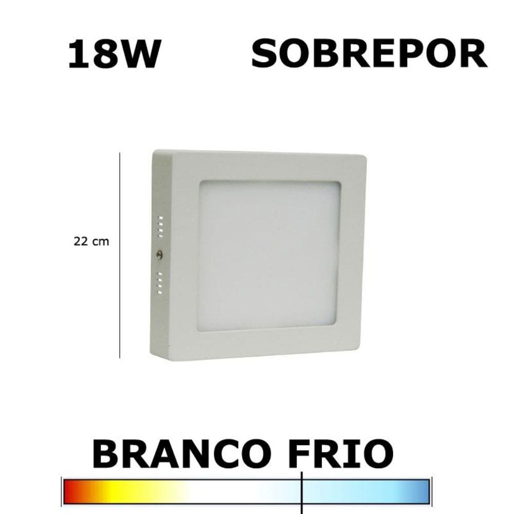 Painel Plafon Led 18W 22Cm Sobrepor Quadrado 5500K Evoled