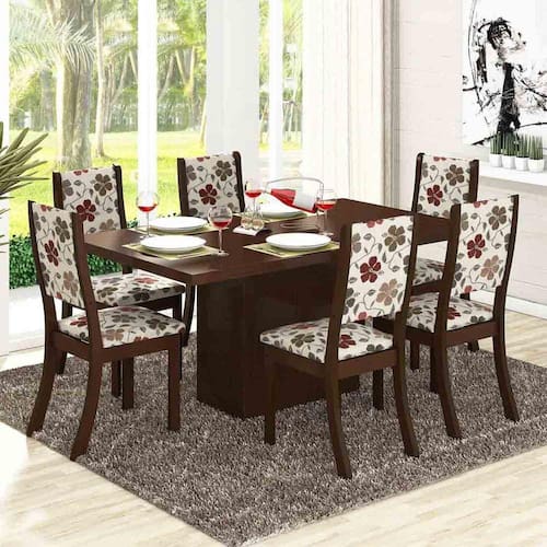 Menor preço em Conjunto para Sala de Jantar Mesa e 6 Cadeiras Espresso Móveis