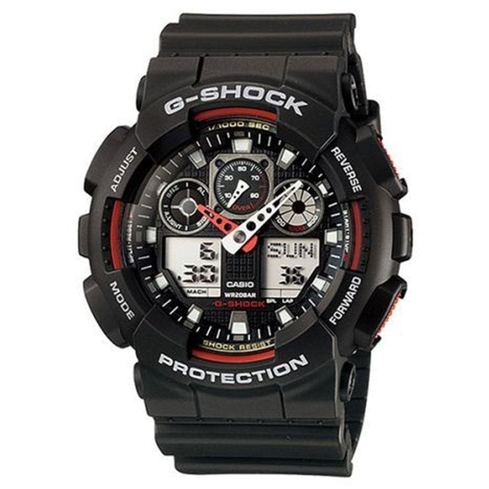 Relogio Masculino Casio G-shock Anadigi Ga-100-1a4dr - Preto/vermelho