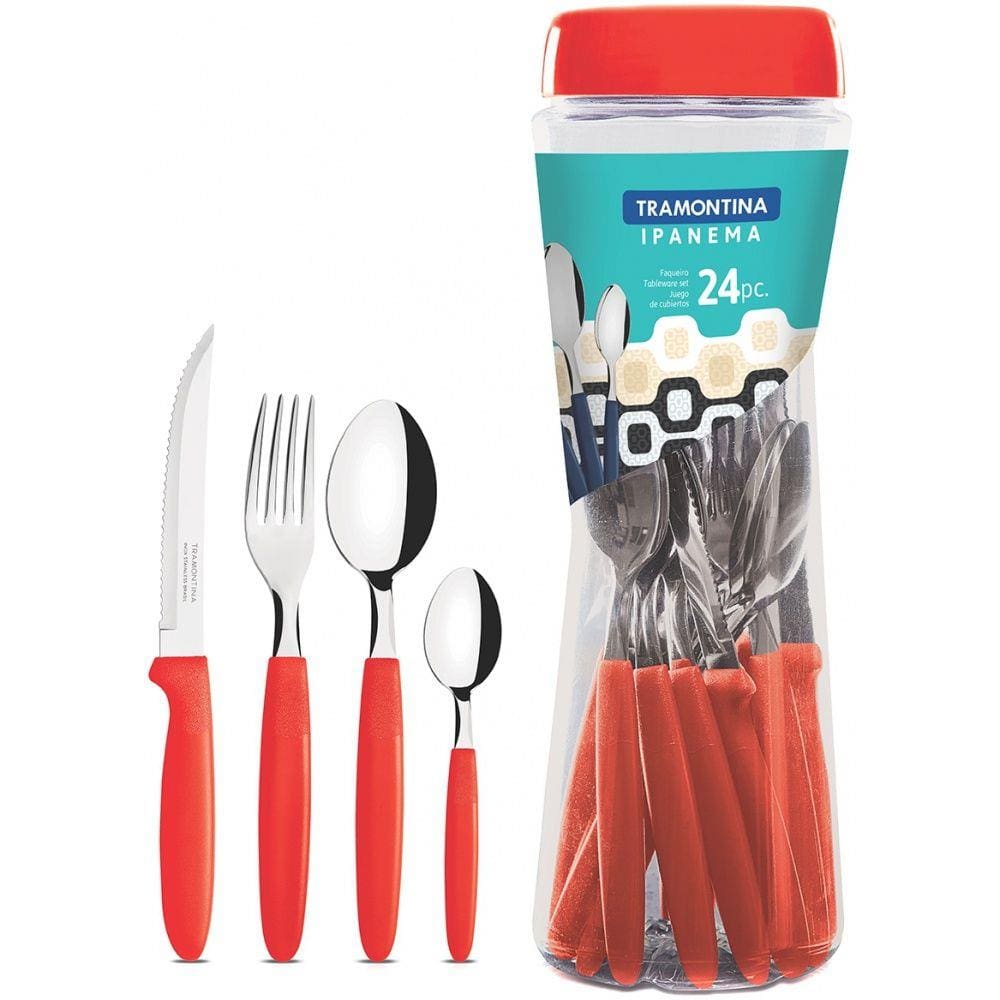 Conjunto Talheres 24 Peças Ipanema Tramontina - 23399-791 - Vermelho