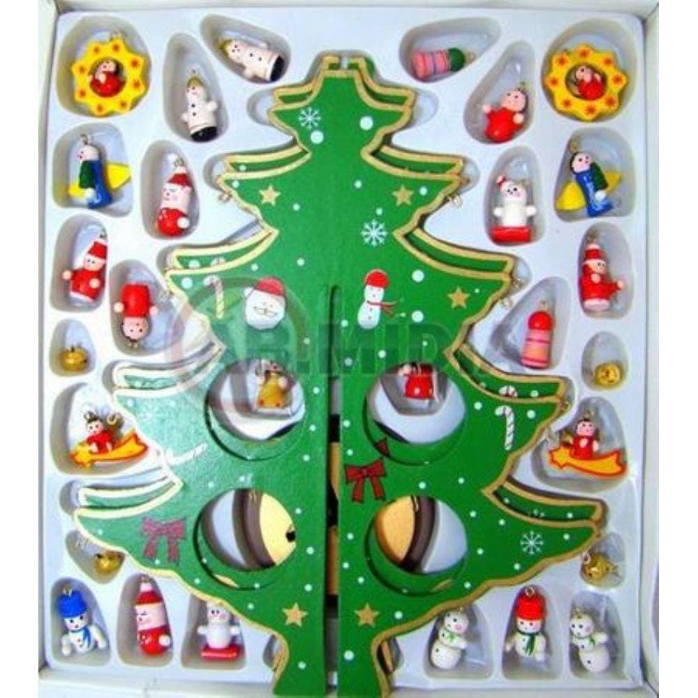 Coleçao Natal Bonequinhos Natalino Mini Arvore Madeira