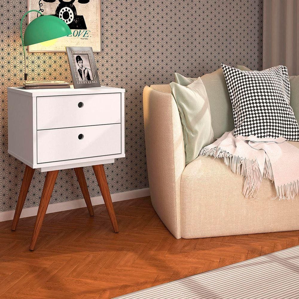 Mesa de Cabeceira Retrô 50 Olivar Branco Acetinado