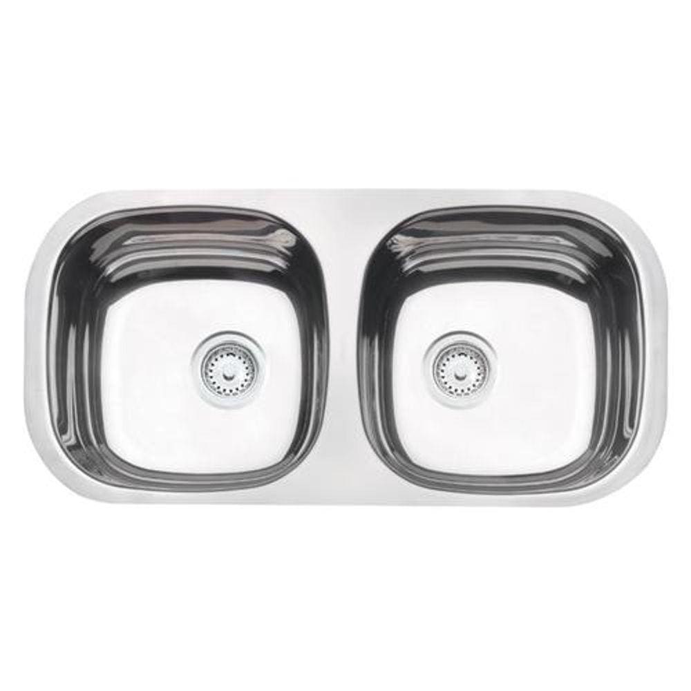 Cuba Dupla Aço Inox Polido 72 x 34cm com Válvula - Perfecta - Tramontina