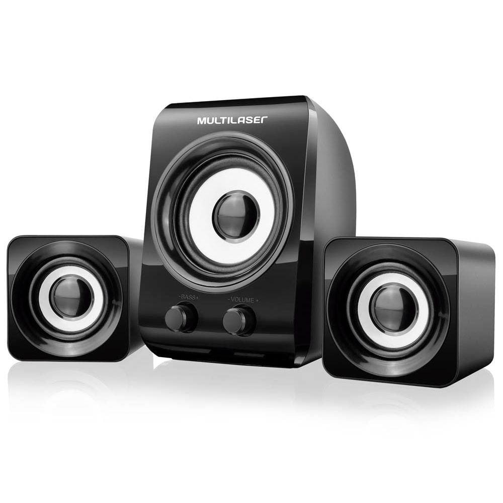 Kit Caixas de Som Multilaser PC Notebook 14W RMS Preto 3 Peças SP172