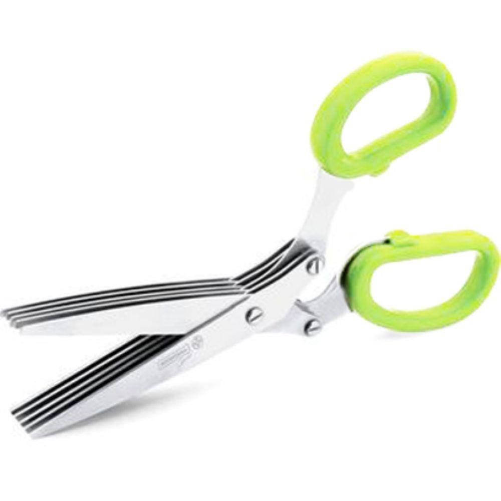 Tesoura Com 5 Lâminas Para Cortar Picar Temperos Saladas Comida Cozinha
