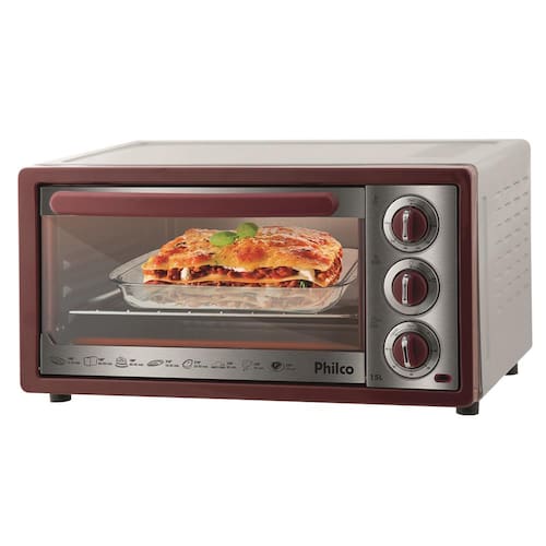 imagem-Forno Elétrico Philco 15 Litros Multifunções com Timer 1000W - Vermelho - 110v