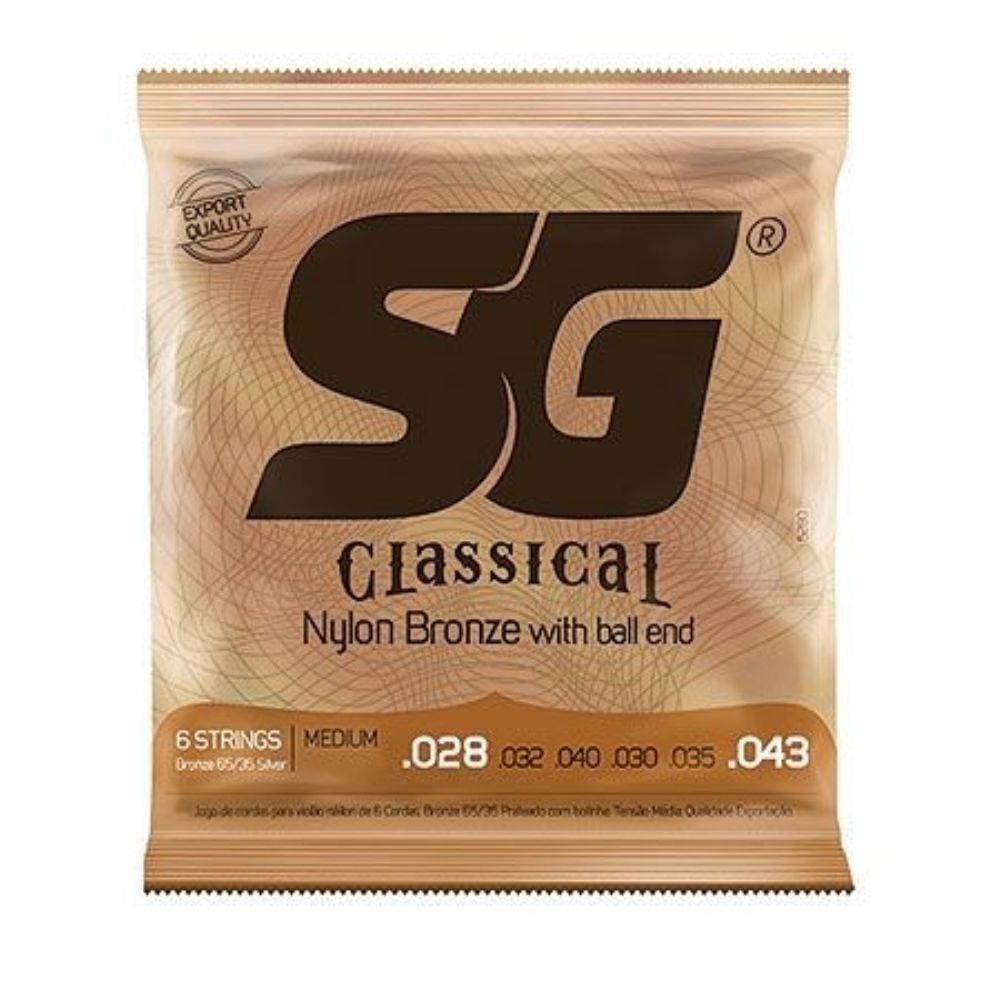 Encordoamento De Nylon Para Violão Com Bolinha Bronze 65/35 Prata Tensão Média