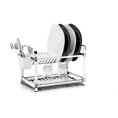 Escorredor Aço Inox De 16 Pratos Porta Talher Em Pp. Menor preço em Escorredor Aço Inox De 16 Pratos Porta Talher Em Pp.