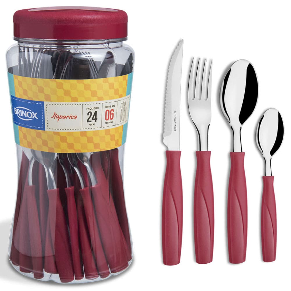 Faqueiro Brinox Itaparica Vermelho - 24 peças
