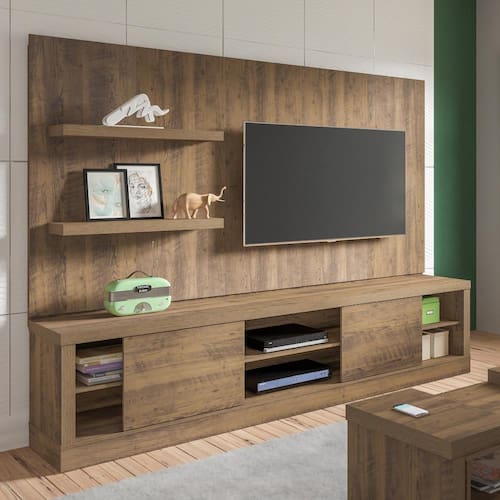 Rack com Painel 2 Portas Deslizantes com Prateleiras Artely Boss Menor preço em Rack com Painel 2 Portas Deslizantes com Prateleiras Artely Boss