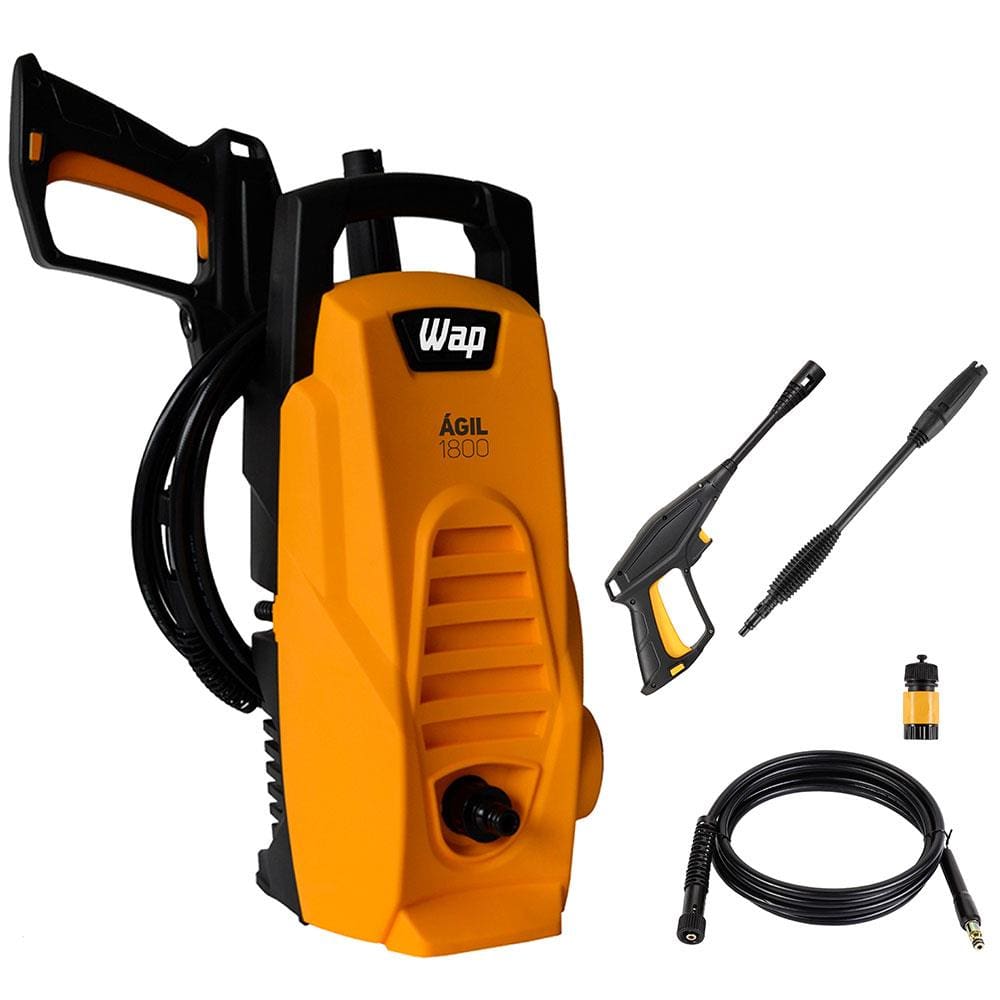 Lavadora de Alta Pressão Wap Ágil 1800 Compacta com Jato de Água Leque e Concentrado, 1300PSI e Sistema Stop Total - 1400W