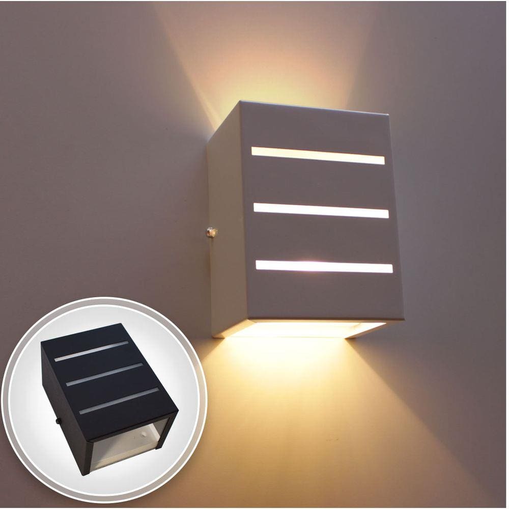 Arandela Frisada 2 focos grande E27 luminaria preta em alumínio st298