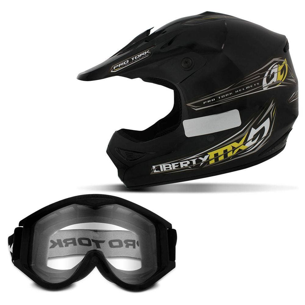 Capacete Pro Tork Fechado Cross Liberty Mx Pro Sem Viseira + Óculos  Proteção Pro Tork | Extra