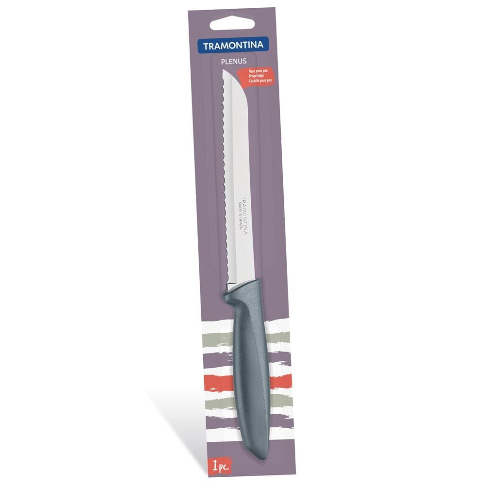 Faca para Pão 8” Tramontina Plenus Inox Cinza - 1 Peça