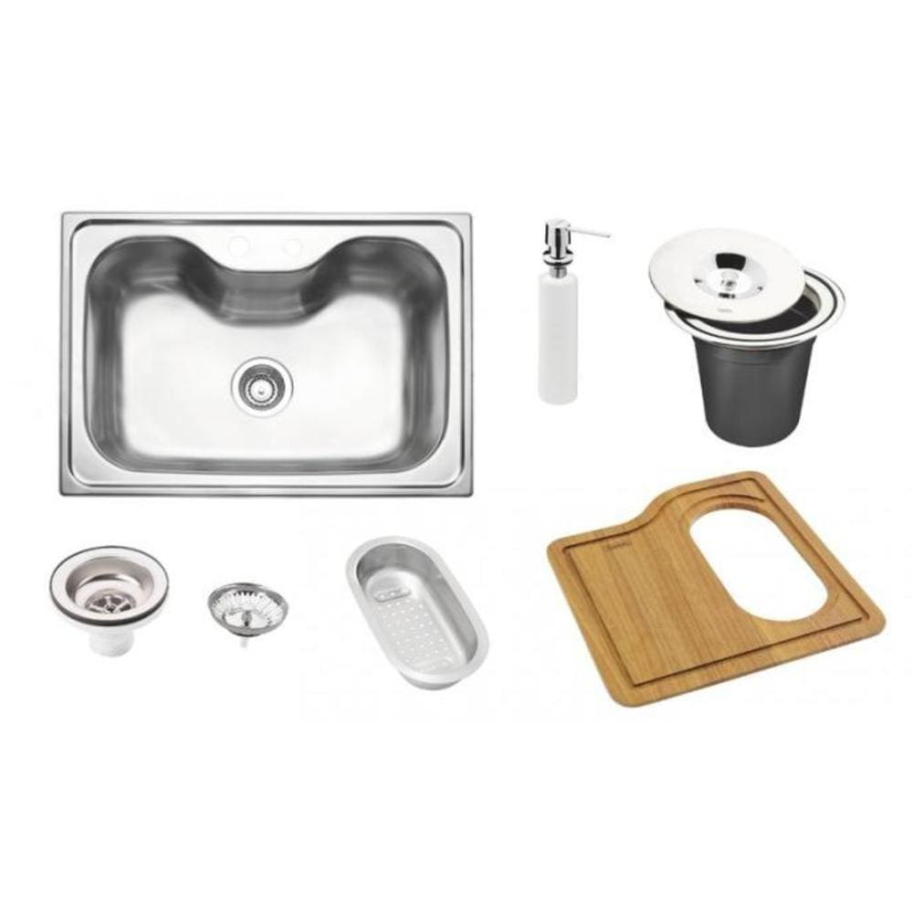 Cuba De Sobrepor Em Aço Inox Acetinado Com Acessórios 68X50 Cm - Morgana 60 Fx - Tramontina - 93496