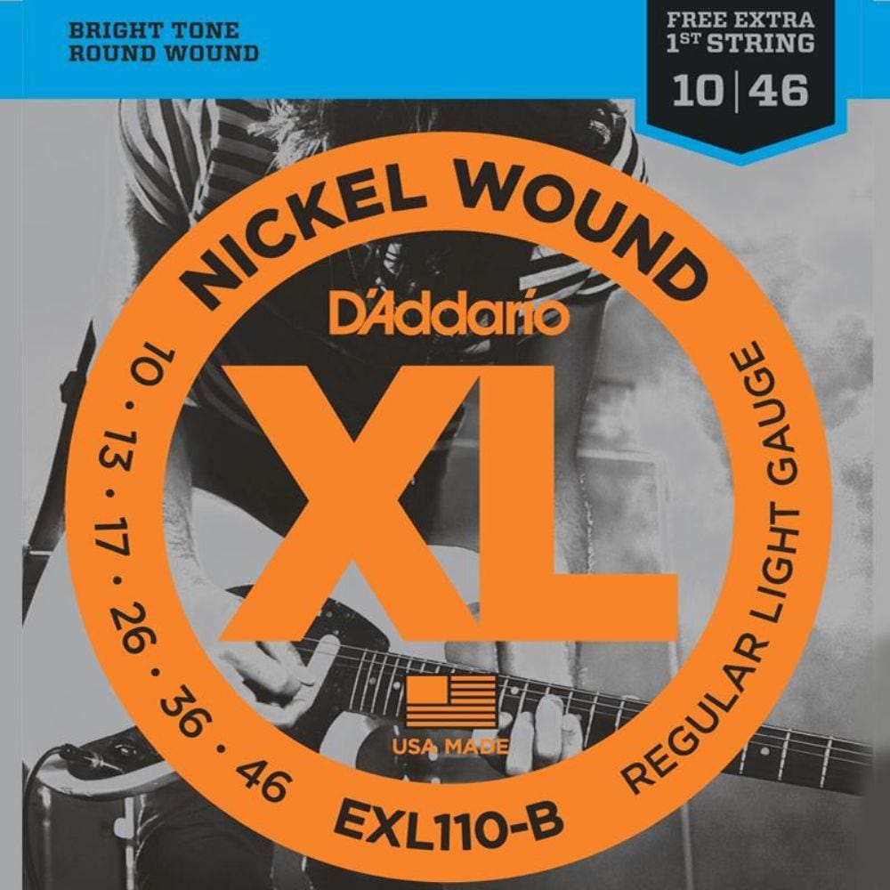 Encordoamento para Guitarra D`Addario EXL110 B 010 com Corda Mi Extra