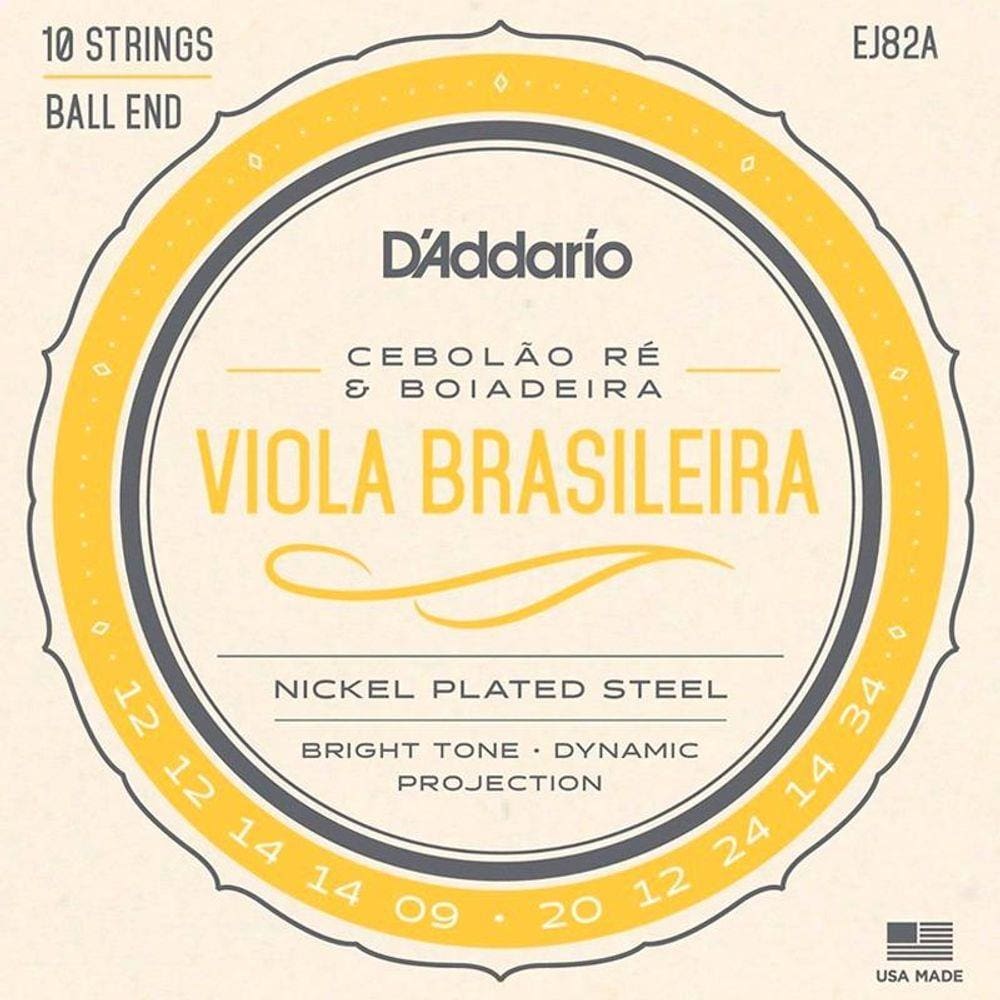 Encordoamento Profissional para Viola Brasileira D`addario EJ82A Cebolão Boiadeira em Ré