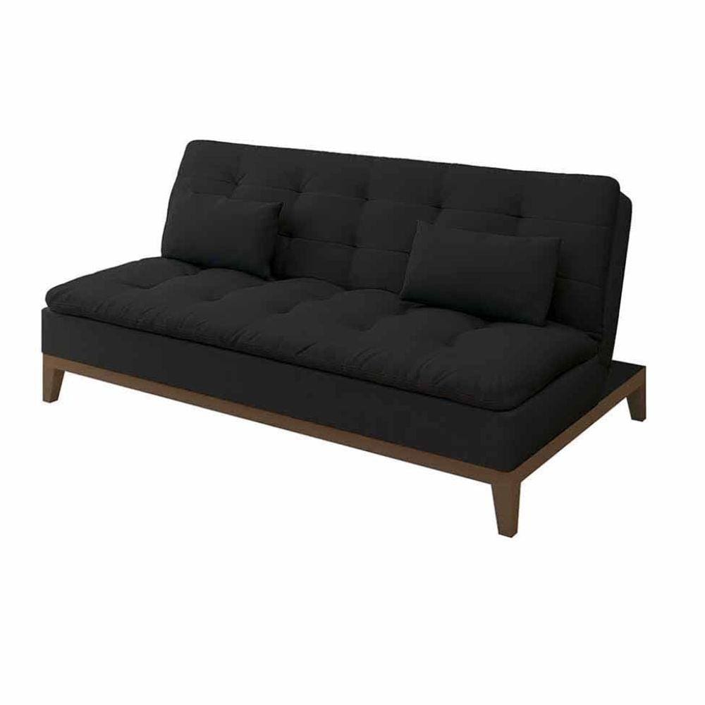 Sofá-Cama Casal Premium Base e Pés de Madeira Couro Sintético