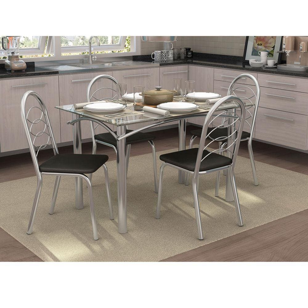 Conjunto de Mesa com 4 Cadeiras CMC305CR Cromado