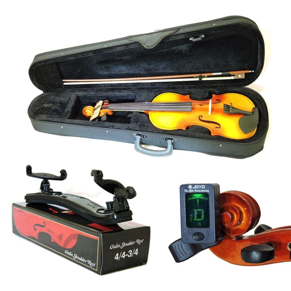 Kit Violino Barth Old 4/4 com Estojo, Arco,Breu + Espaleira Shoulder Rest + Afinador Joyo -Bk