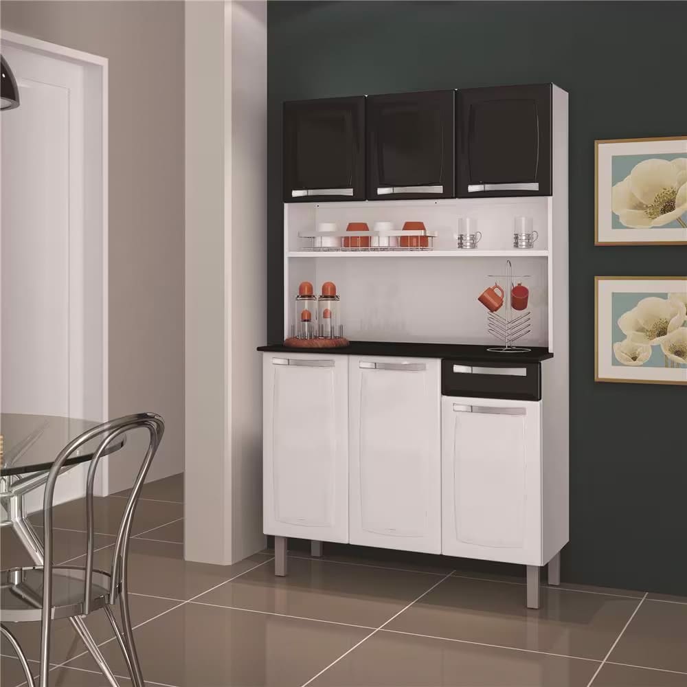 Cozinha Compacta Itatiaia Rose com 6 Portas e 1 Gaveta - 105cm de Largura