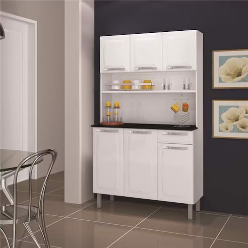 imagem-Cozinha Compacta Itatiaia Rose com 6 Portas e 1 Gaveta - 105cm de Largura - Branco