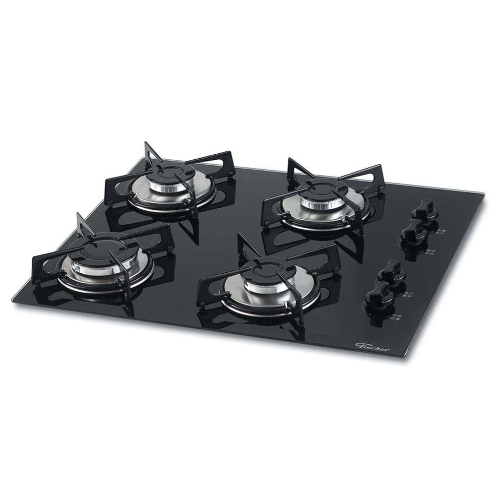 Fogão Cooktop Fischer 4 Bocas Gás Mesa Vidro Preto 1519-5713