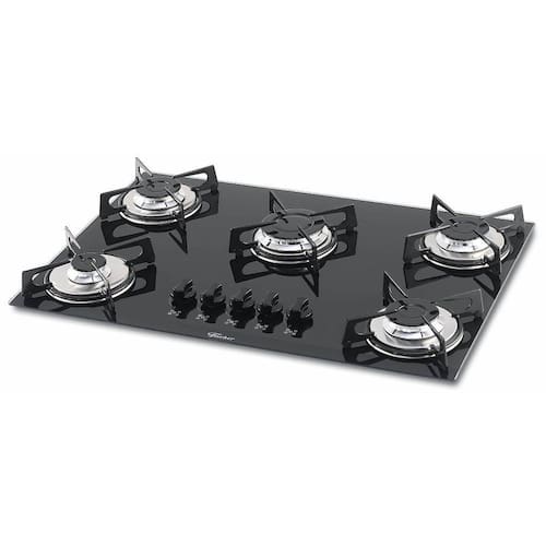 imagem-Fogão Cooktop Fischer 5 Bocas Gás Mesa Vidro Preto 1642-6985  - Bilvolt