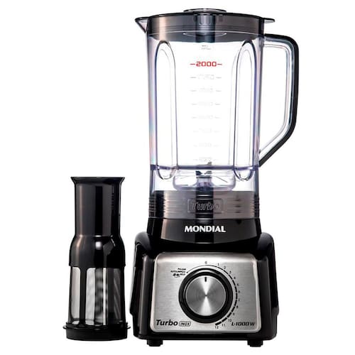 Liquidificador Mondial Turbo Inox L-1000 BI Preto/Inox 1000W com 12 Velocidades