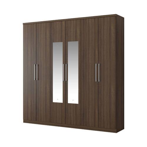 Guarda-Roupa 6 Portas 2 Gavetas Uf Ébano Camurça e Espelho Carraro Menor preço em Guarda-Roupa 6 Portas 2 Gavetas Uf Ébano Camurça e Espelho Carraro