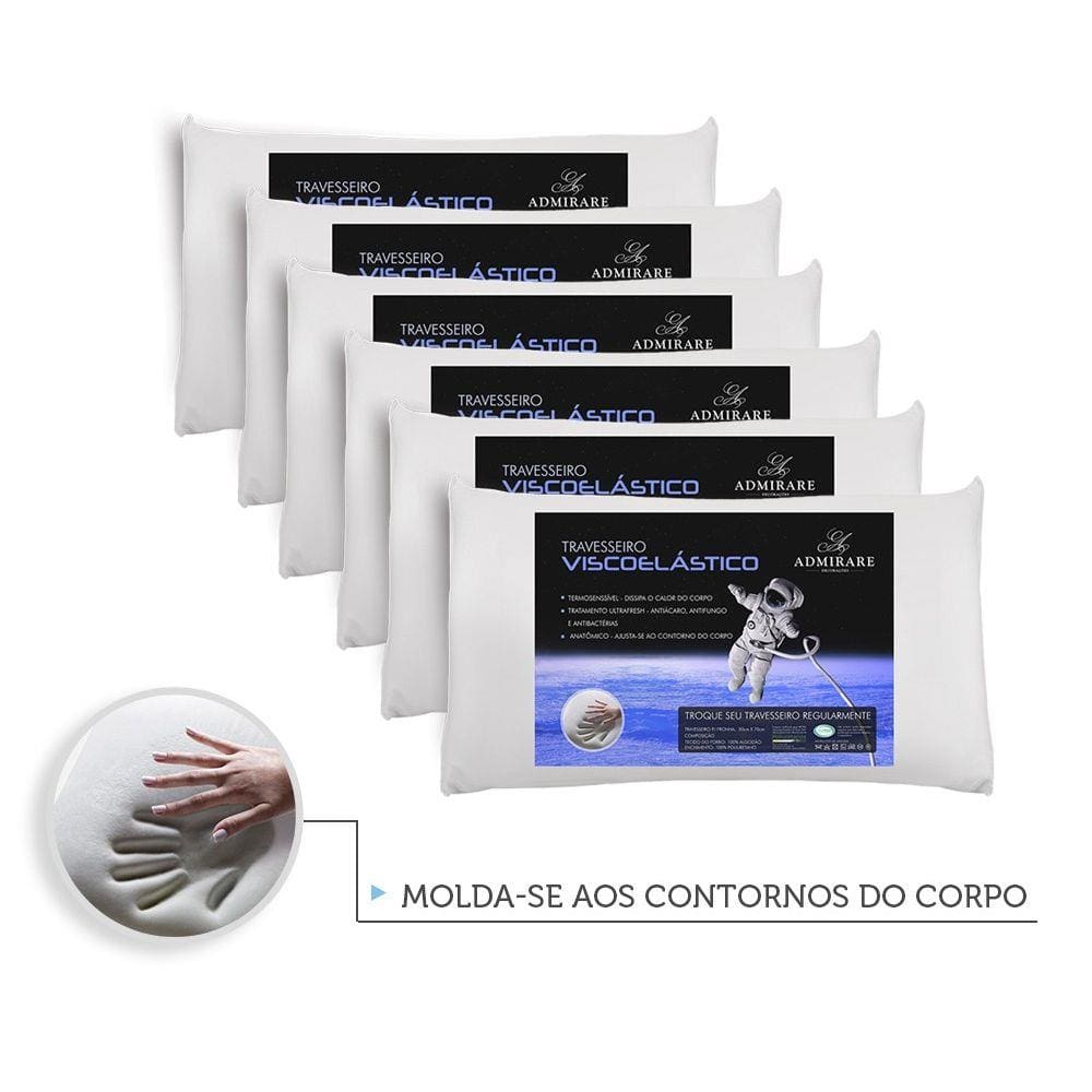 Kit 6 Travesseiros Antialergico Viscoelastico Nasa