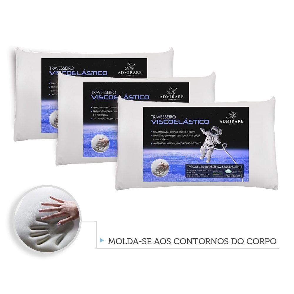 Kit 3 Travesseiros Antialergico Viscoelastico Nasa