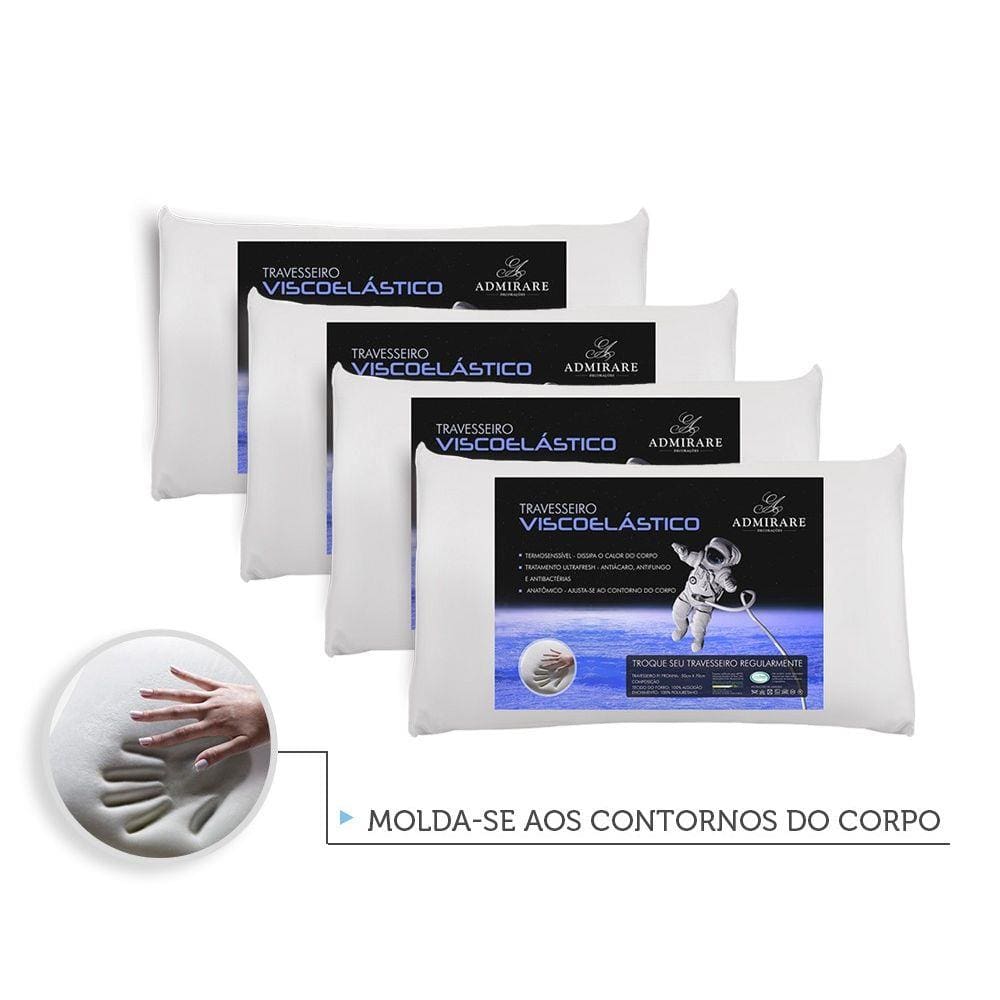 Kit 4 Travesseiros Antialergico Viscoelastico Nasa